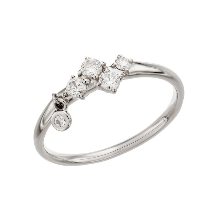 ボツワナ産ダイヤモンド PT ピンキーリング 計0.11ctUP