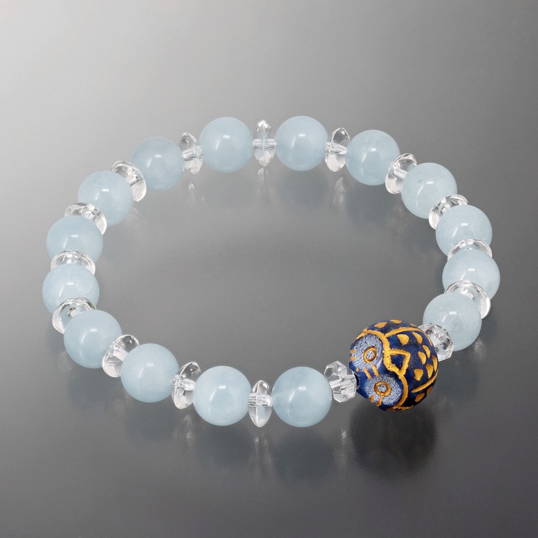 幸せのふくろう アクアマリン サークルブレス