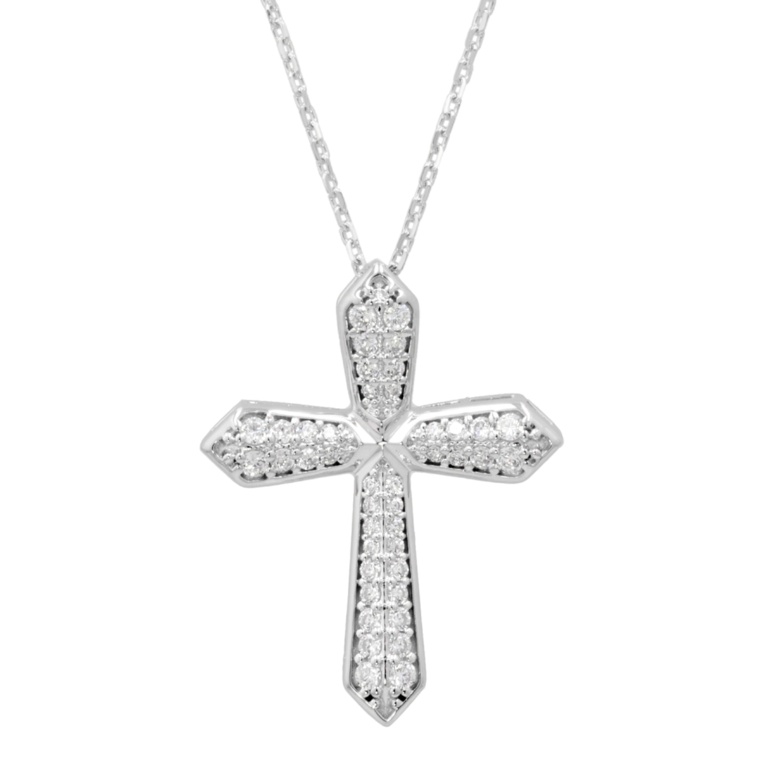 DIAMONIQUE SS グランドクロスペンダント計約0.35ct