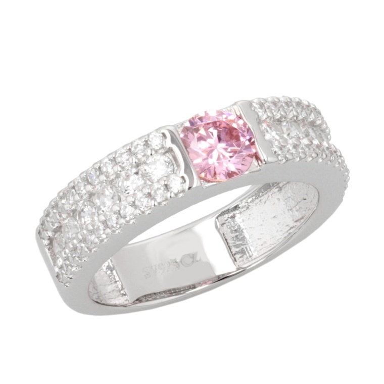 DIAMONIQUE SV925 ピンク&クリア リング計約1.08ct