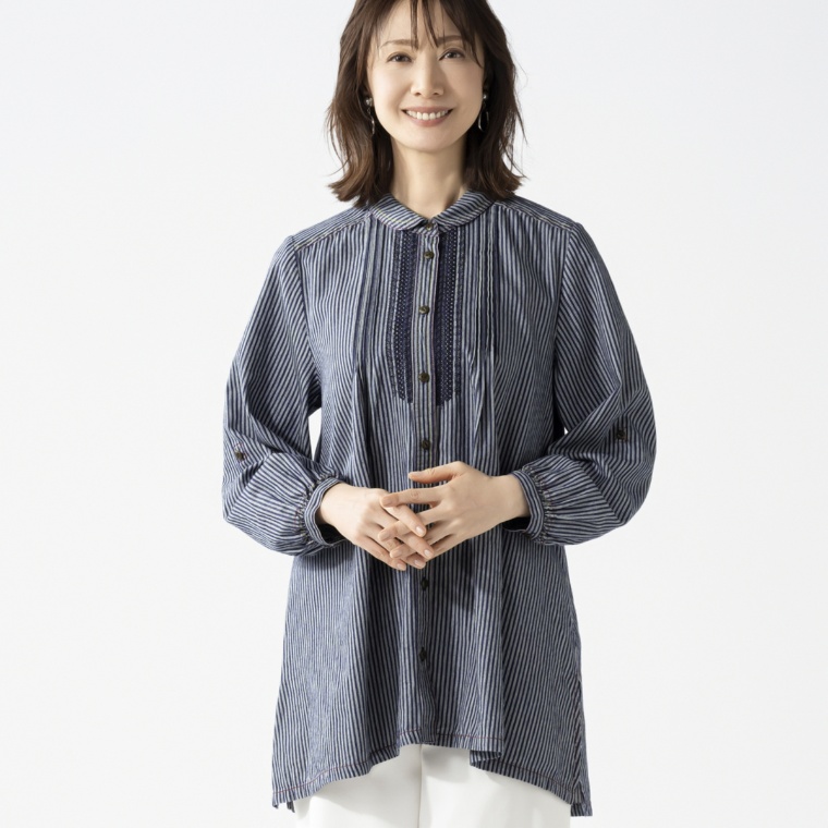 タカシマヤスタイルプリュ 刺しゅう入りデニムブラウス