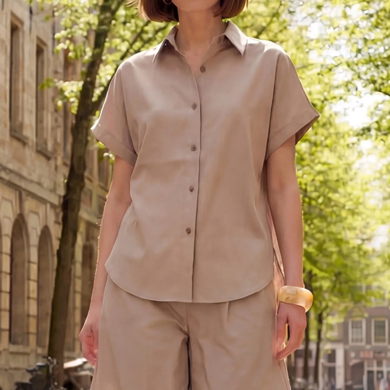 Provador しわシャキ さらさら半袖ブラウス