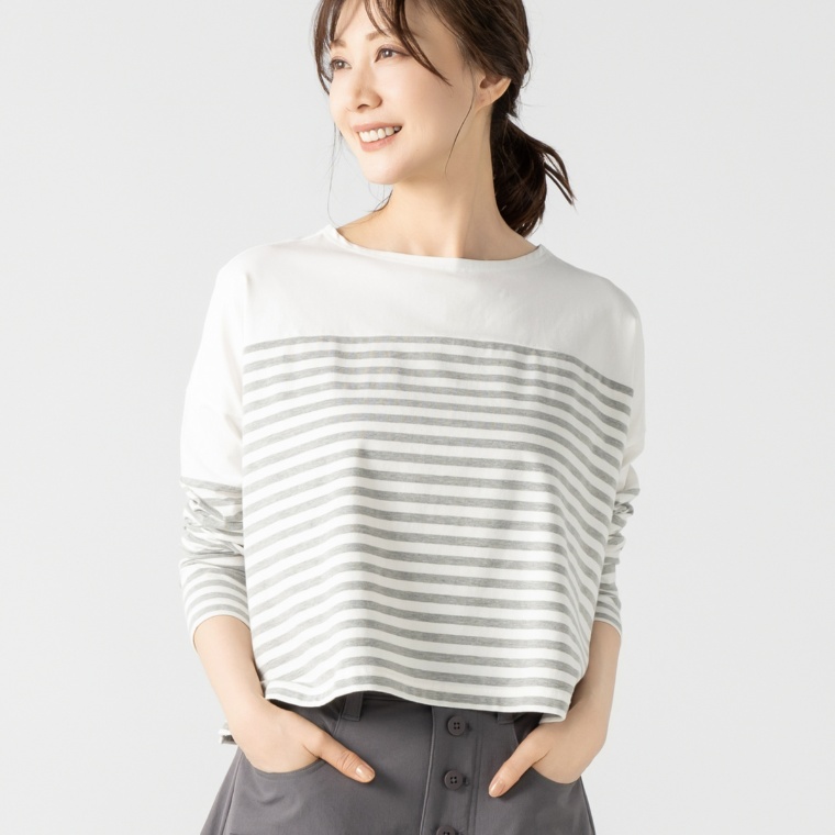 KiKKi ボーダー切り替えプルオーバー