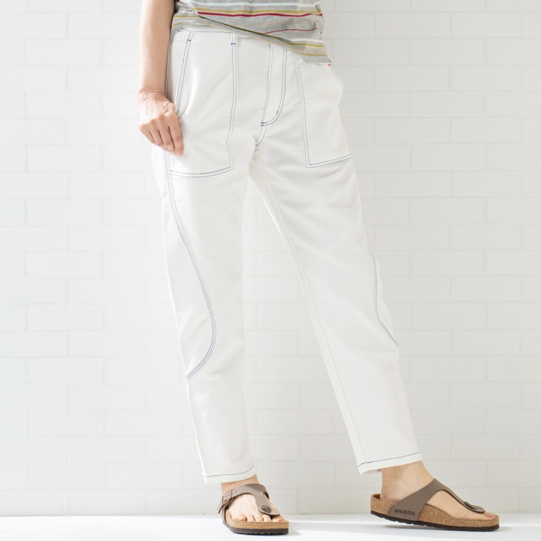 KiKKi カーブラインステッチデニムパンツ