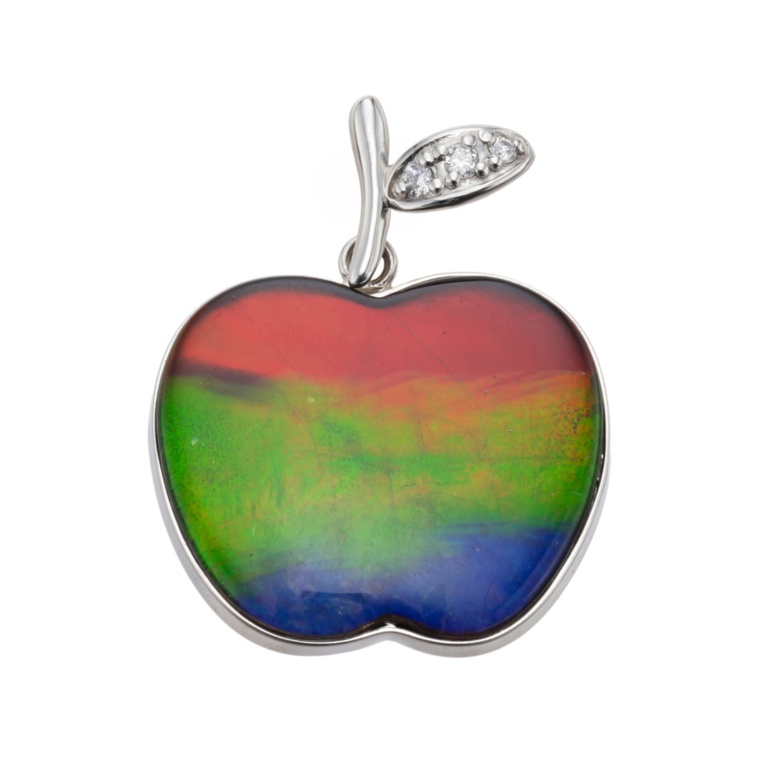 PT900 アンモライト&ダイヤモンド ペンダントヘッド[アップル]