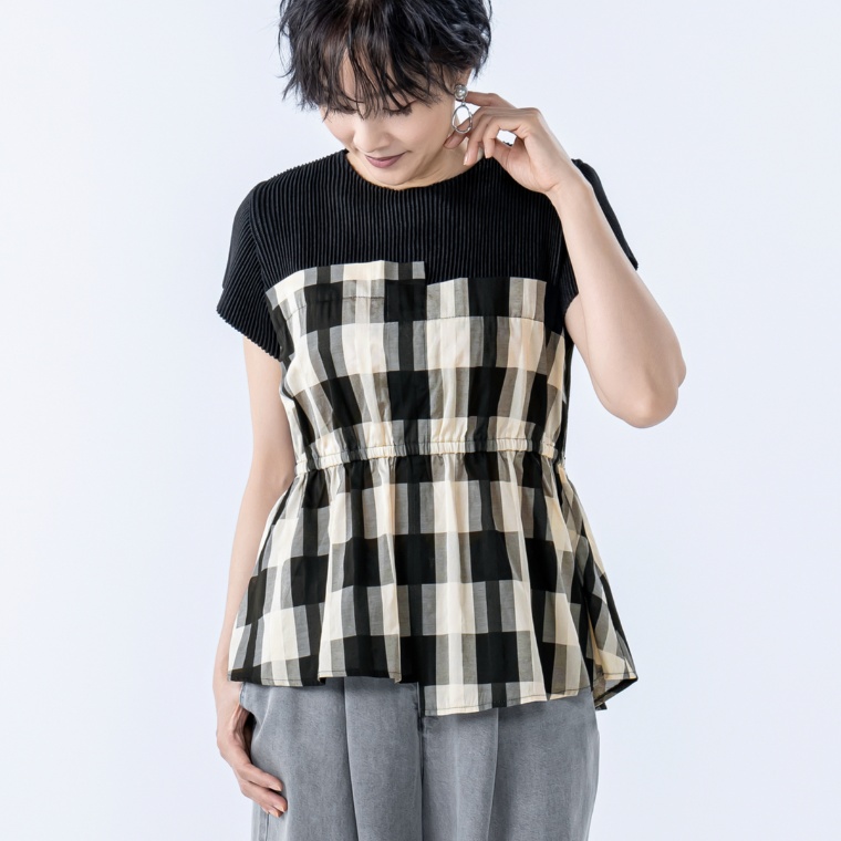 SPECCHIO シャトルプリーツフリーサイズビスチェ切替トップス