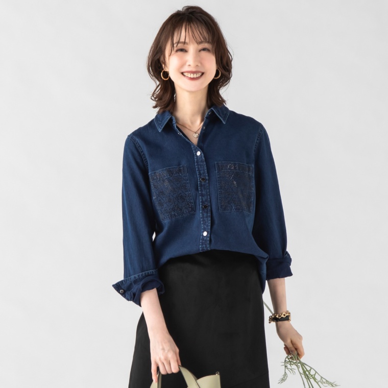 GUESS デザインポケットデニムシャツ