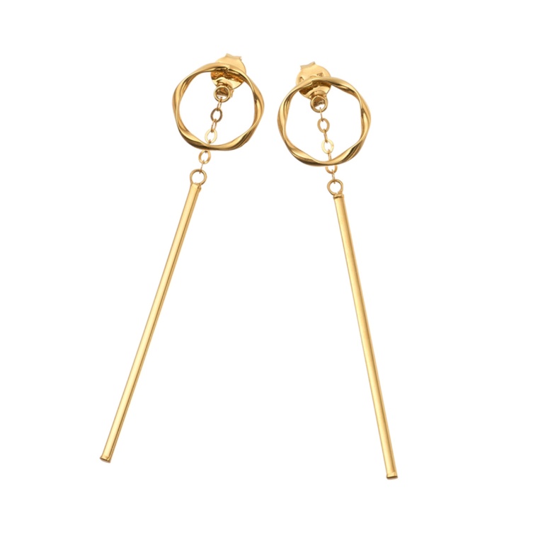 UNOAERRE 18K YG ムーブメント ライン ピアス