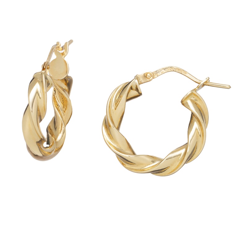 UNOAERRE 18KYG ツイストラインデザインピアス