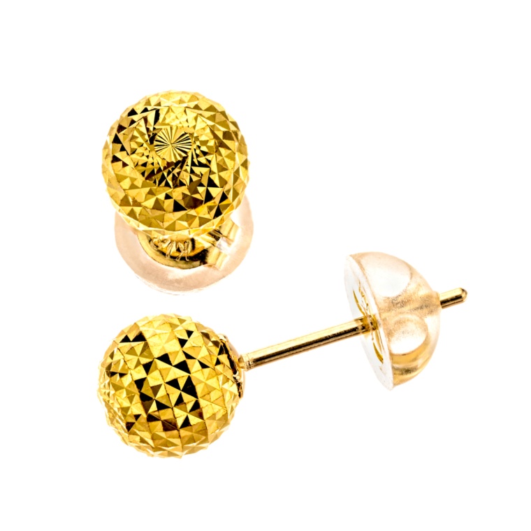純金/18K ファインカットミラーボールスタッドイヤリング/ピアス