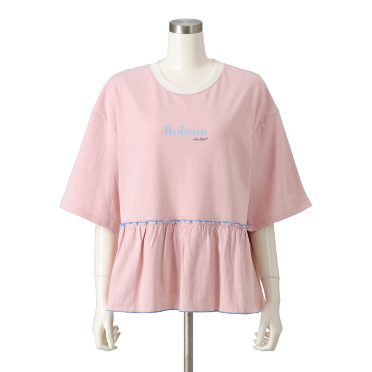 BOBSON SunSister 裾フリルハーフスリーブプルオーバー