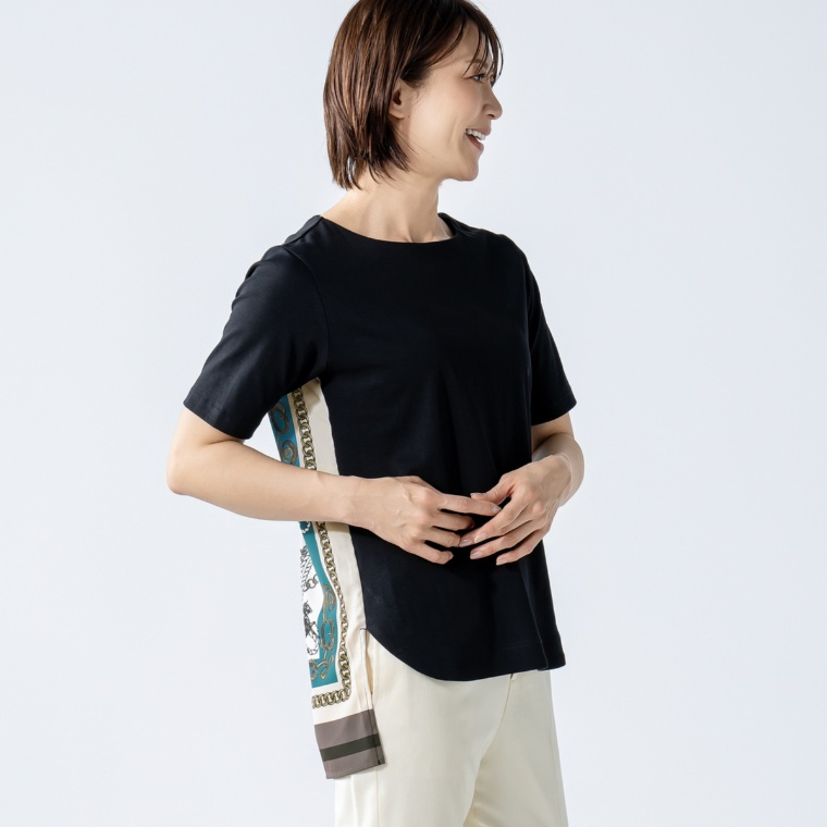 Oh My Tailor スカーフプリント切り替えプルオーバー