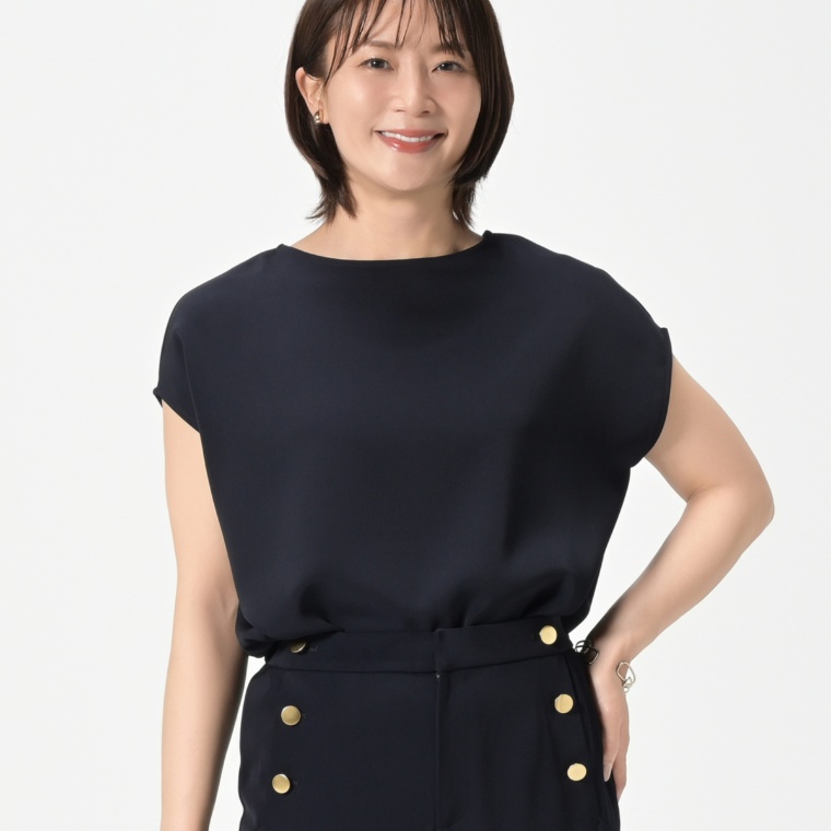 Oh My Tailor リネン調ドライドレープツイルブラウス