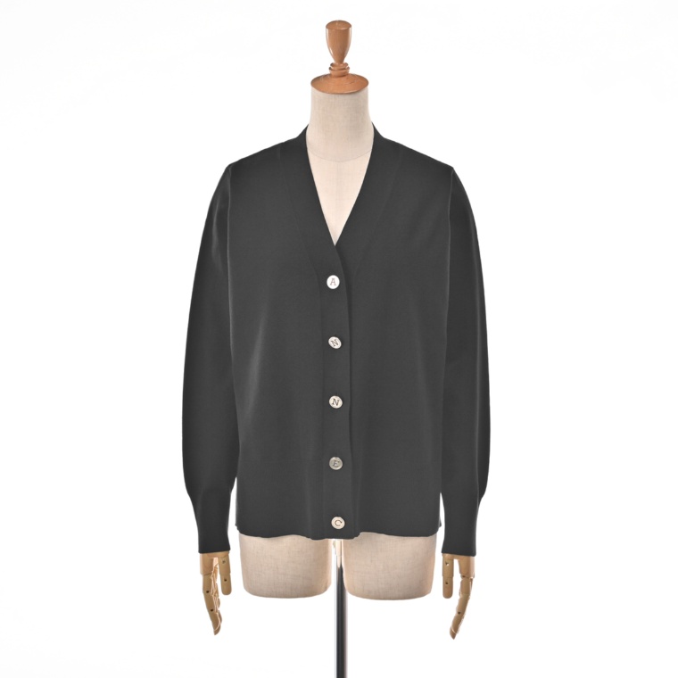 ANNE COQUINE コアスパンヤーンロゴボタンニットカーディガン