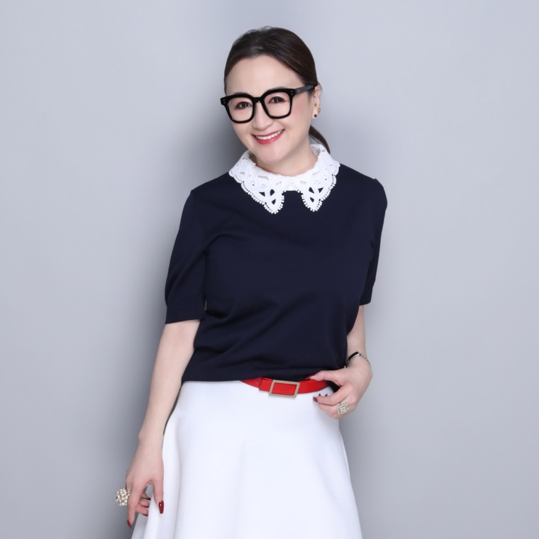 ANNE COQUINE レース襟付きニット半袖トップス