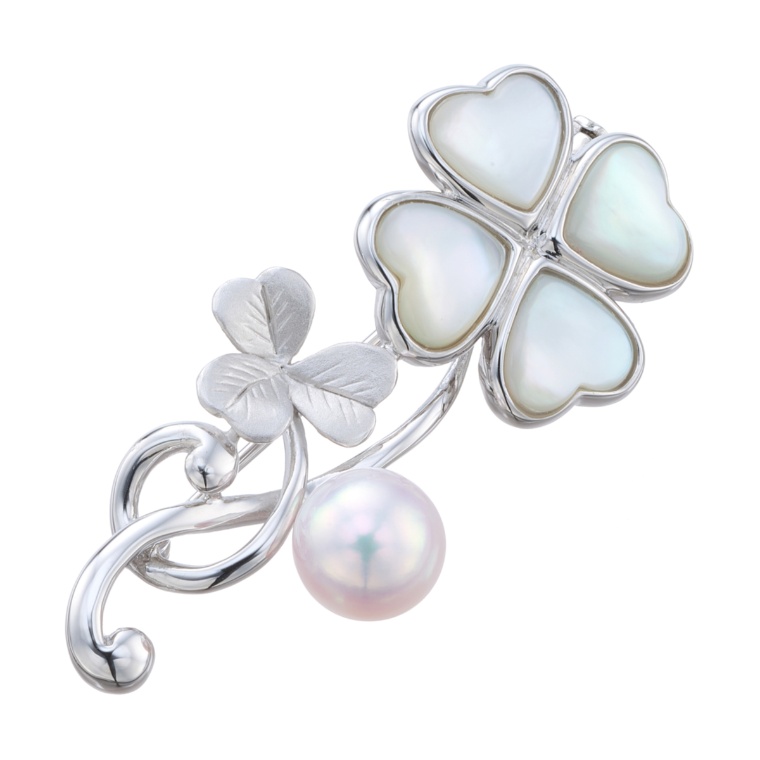 SV アコヤ真珠 シェル ブローチ/ペンダントヘッド 8.5mm
