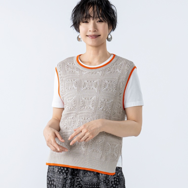 MAHARA MODERN クロシェモチーフサマーニットベスト