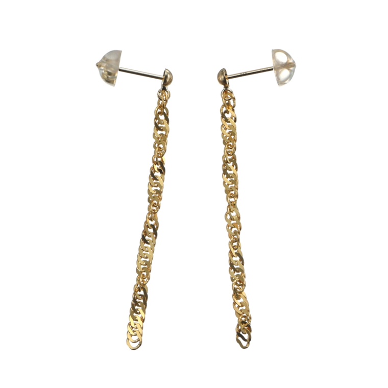 マエストロ 純金/18K シャイニースクリューチェーンイヤリング/ピアス