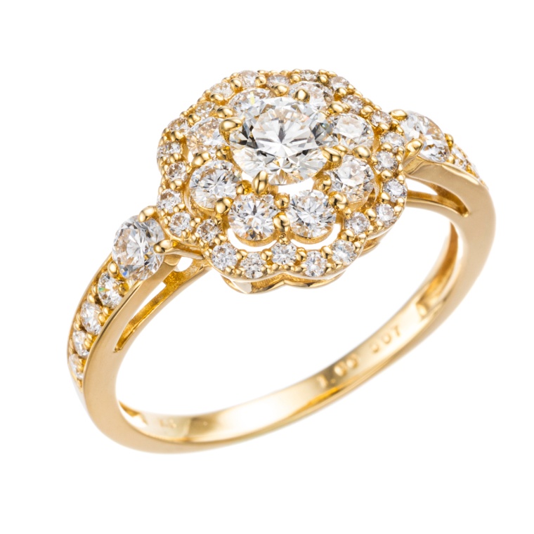 ナミビア産ダイヤモンド 18KYGリング 計1.0ctUP