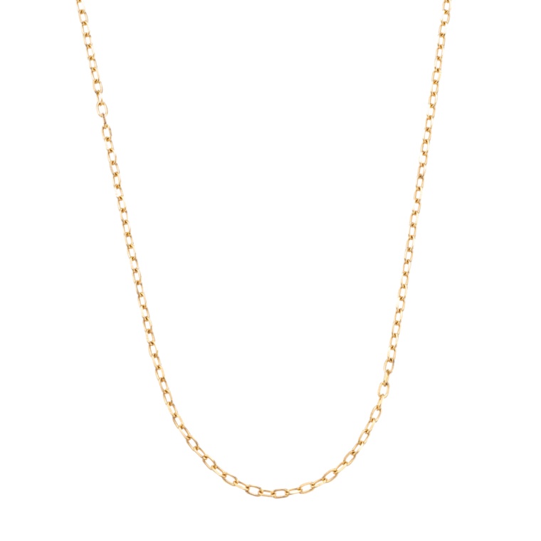 18KYG スルーピン付カットアズキチェーン ネックレス 45cm [L]