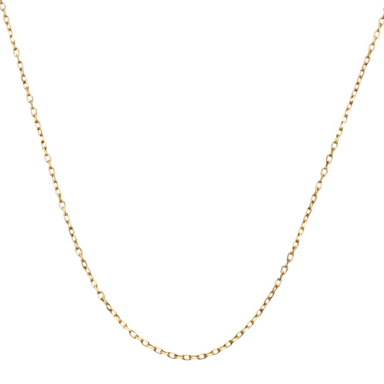 18KYG スルーピン付カットアズキチェーン ネックレス 45cm [S]