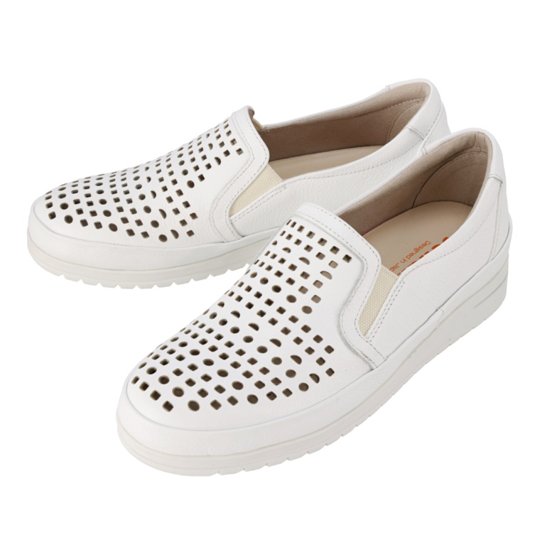 Sena Moon ソフト牛革パンチングスリッポンシューズ