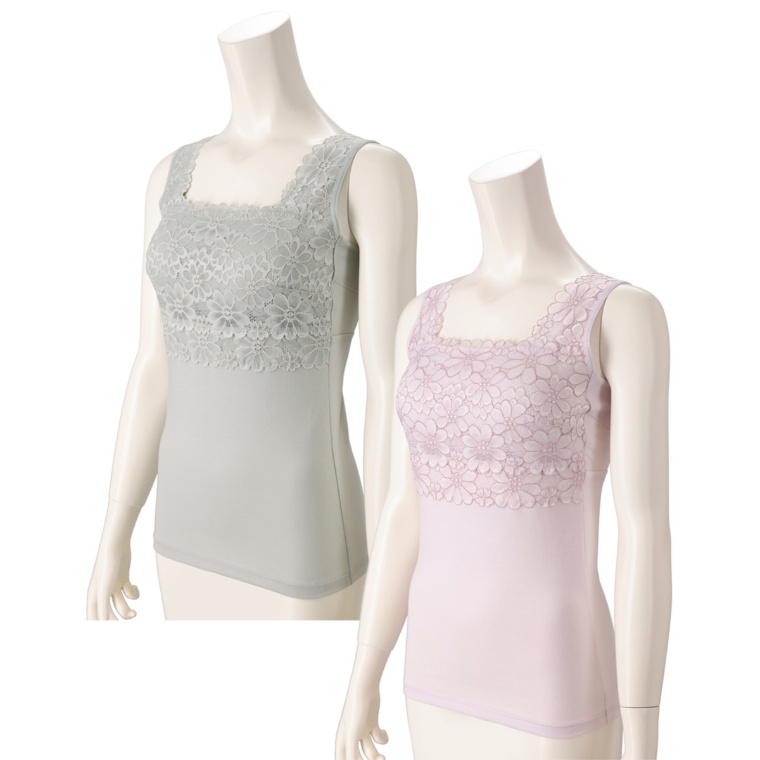 ThreeHeart 綿混ブラタンクトップカラー選べる2点セット