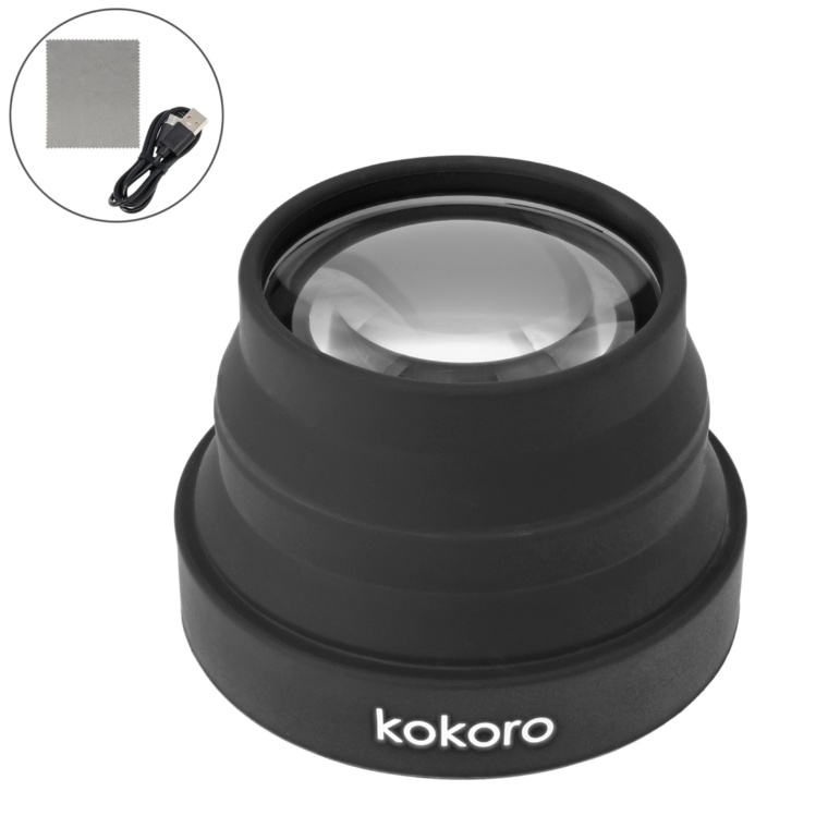 LEDライト付き折りたたみズームルーペ 倍率2.5倍