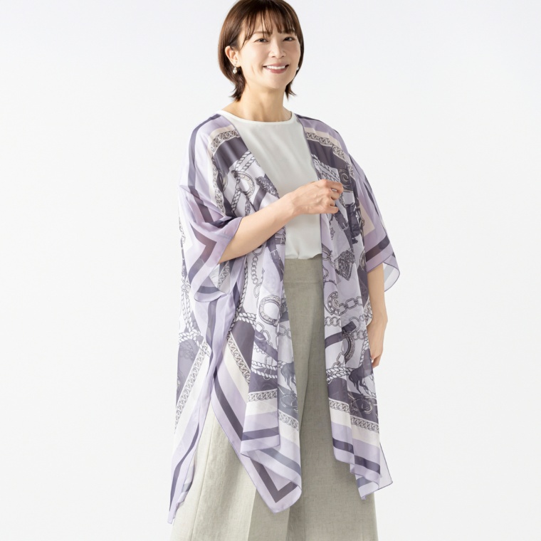 Pixie Heart ハーネス柄プリントスカーフカーディガン