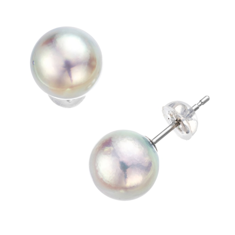 IRIS・SPIRA和真珠イヤリング/ピアス グレー系8.0mm