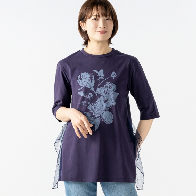 Abanicos モノタイプ風ブロッサム チュニック