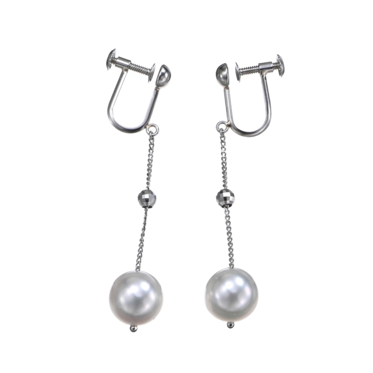 PT ナチュラルホワイトカラーアコヤ真珠 スイングイヤリング