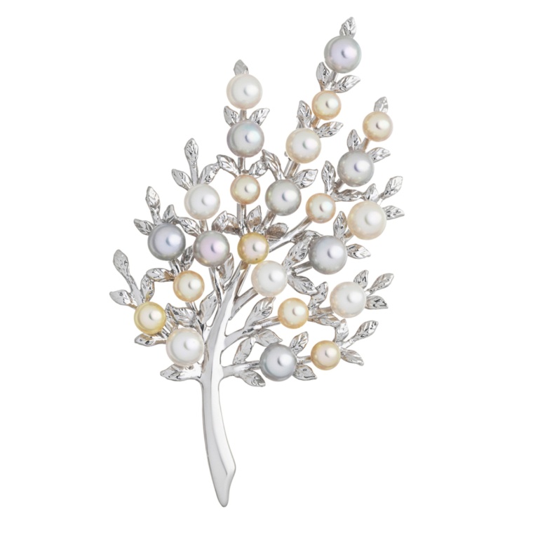 SV ナチュラルカラーアコヤ真珠 ツリーブローチ/ペンダントヘッド