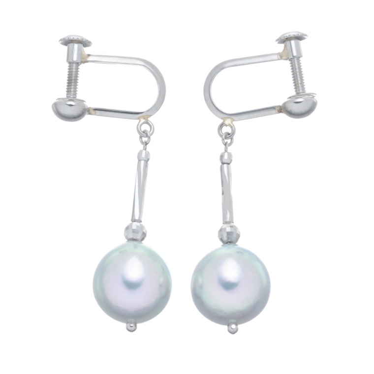 PT ナチュラルグレーカラーアコヤ真珠 スイングイヤリング