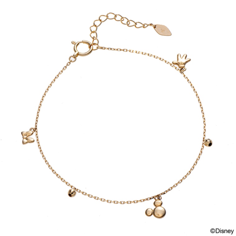 18K ディズニー「ミッキー&ミニー」チャーム ブレスレット