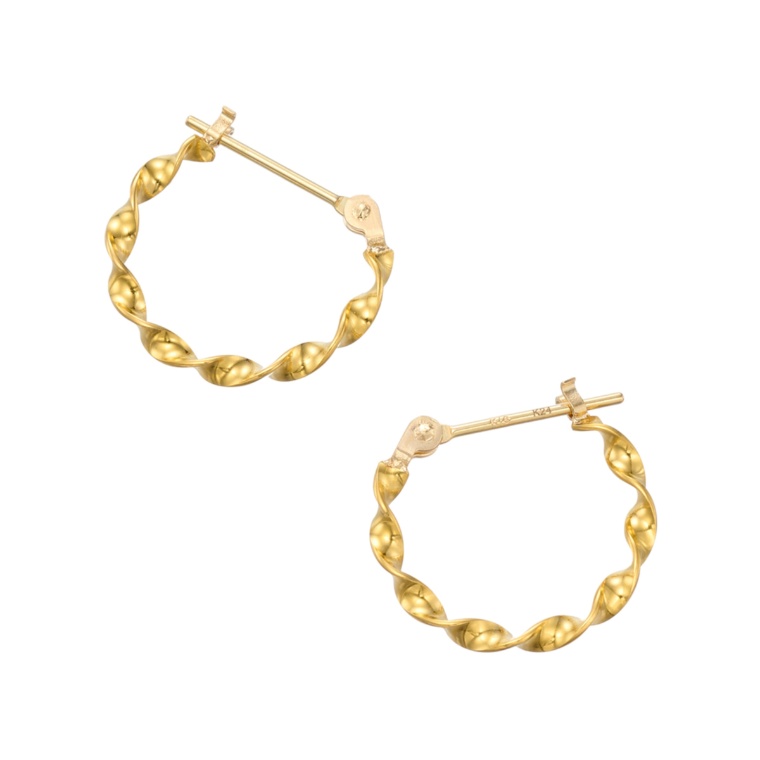 マエストロ 純金/18K ライトツイストフープイヤリング/ピアス