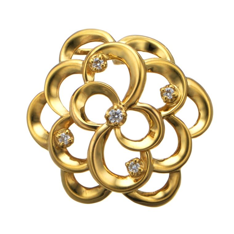 マエストロ 純金ダイヤモンドフローラルデザインペンダントヘッド