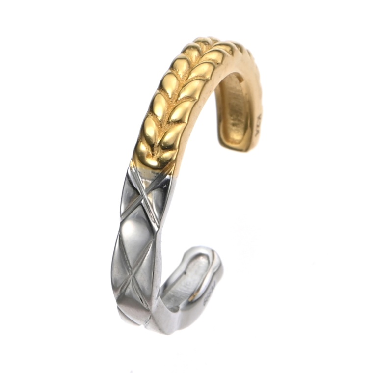 純金/純プラチナ ハーフ&ハーフ デザイン イヤーカフ