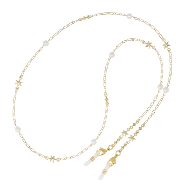 越田雅哉アコヤ真珠ゴールドカラーメガネチェーン