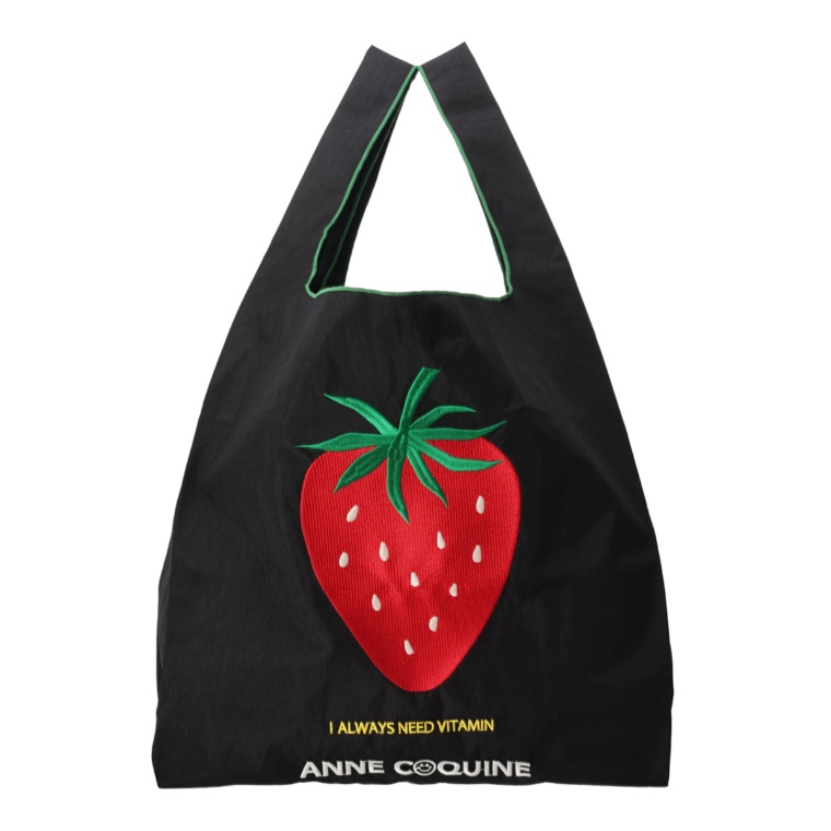 ANNE COQUINE フルーツ柄サテン刺繍エコバッグ