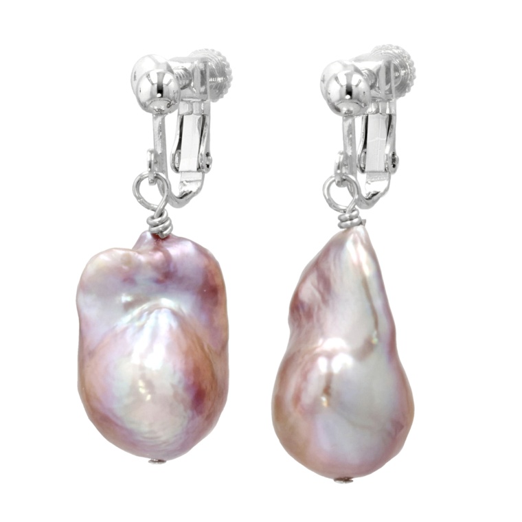 オーロラリップル真珠大粒バロック イヤリング/ピアス[マイア]