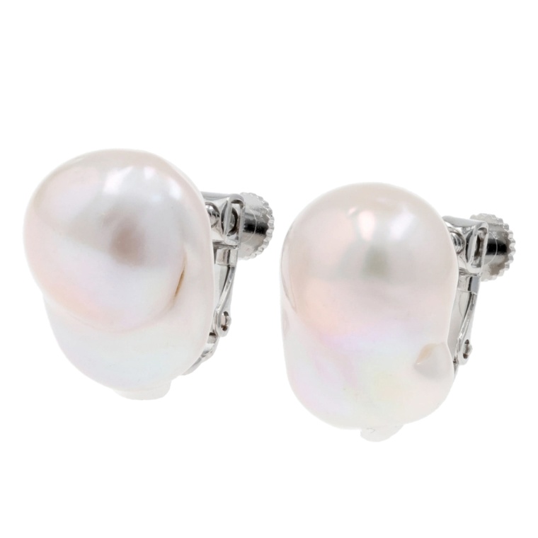 オーロラリップル真珠大粒バロック スタッドイヤリング/ピアス
