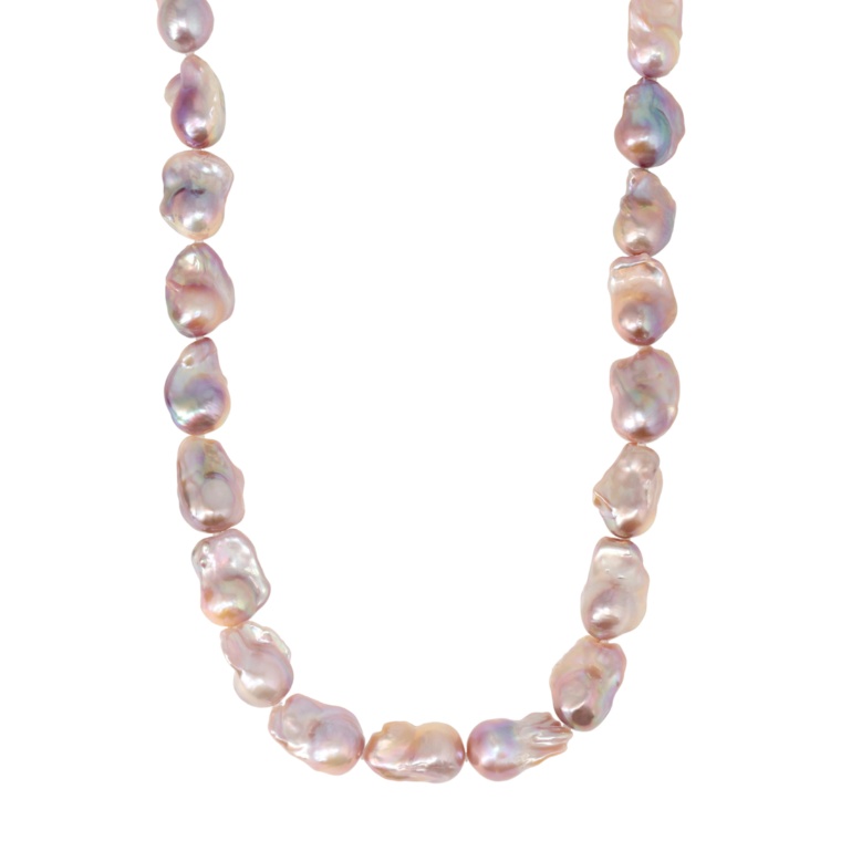 パープルオーロラリップル真珠大粒バロック ネックレス