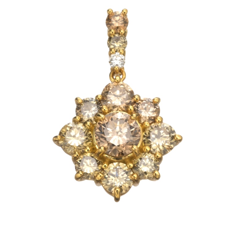 ブラウンダイヤモンド 18KYGペンダントヘッド 計1.0ctUP