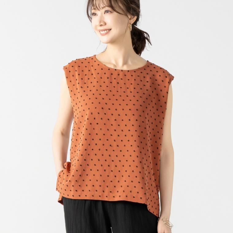 Provador さらさらドットドビー ノースリーブブラウス