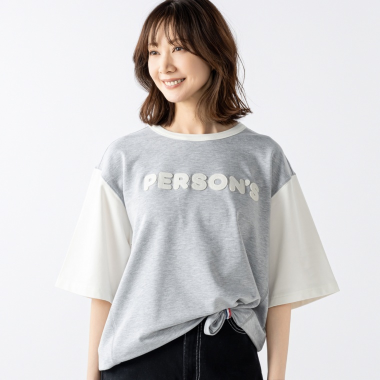 PERSONS バイカラーフェルトロゴワッペンTシャツ