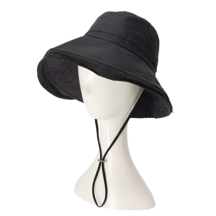 ルナジュメール UV遮光レース使いベンチレーションつば広ハット