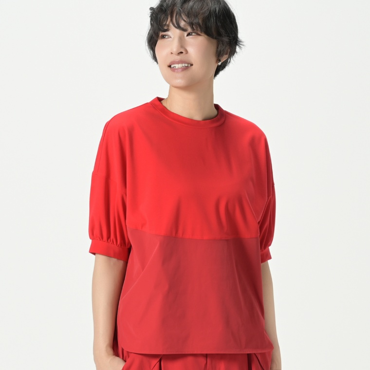YukaKoshino 上品仕立ての異素材切替トップス