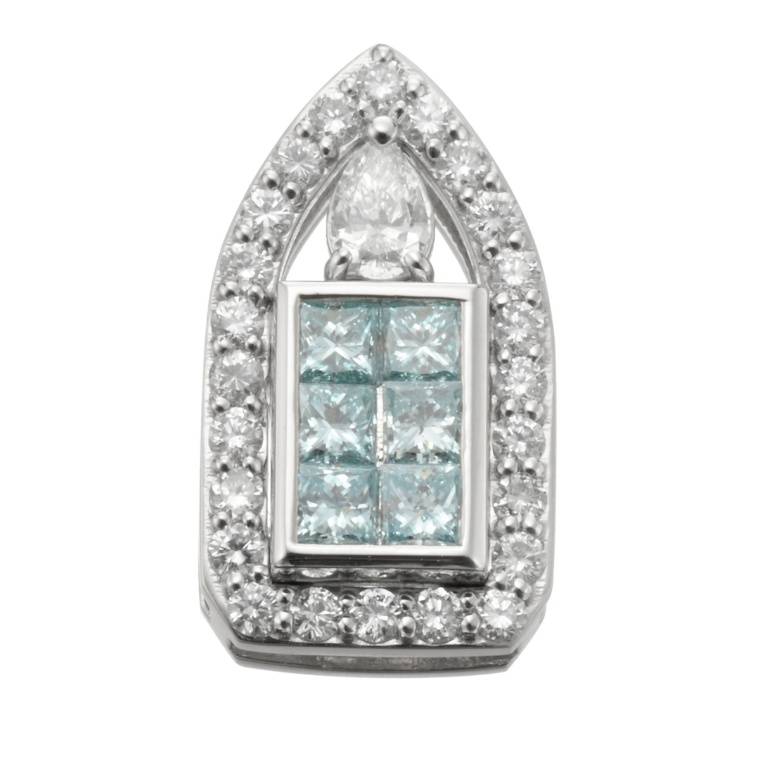 PT950アイスブルーダイヤモンドペンダントヘッド計0.4ctUP