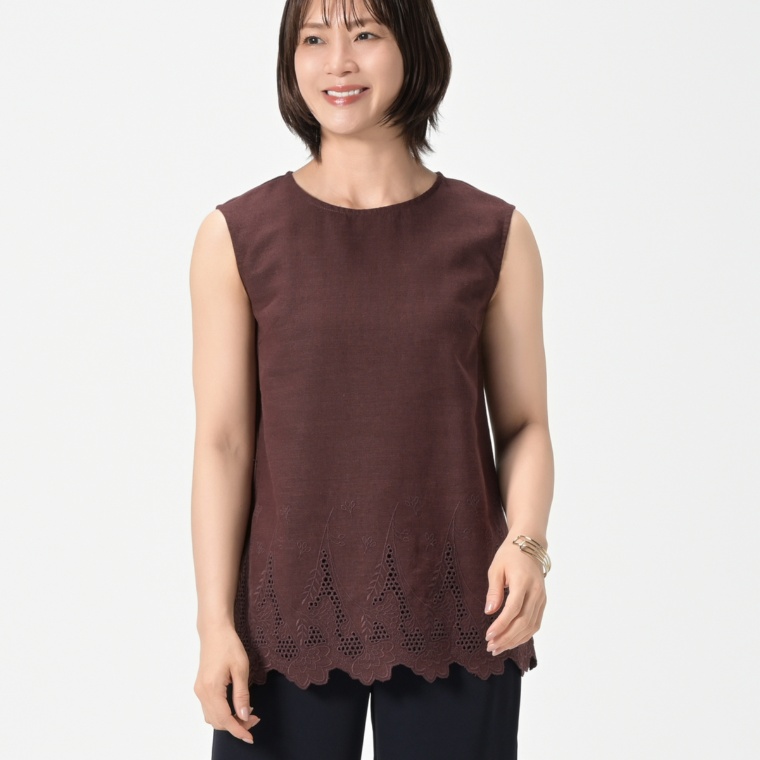 Oh My Tailor 麻混裾刺繍レースチュニック